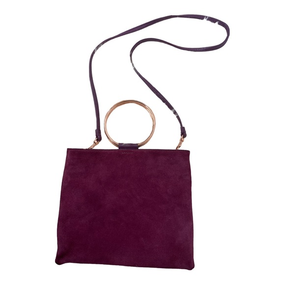 Thacker Handbags - Thacker Anthropologie Leather Gold Hoop Handle Purple Pouch Crossbody Bag